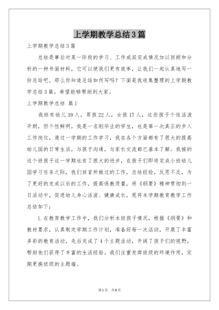 上学期教学参考总结3篇