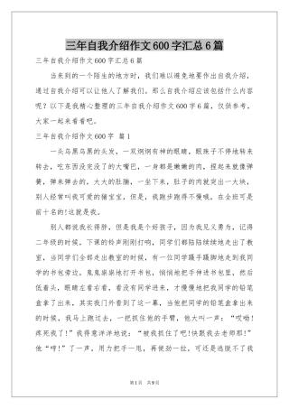 三年自我介绍作文600字汇总6篇