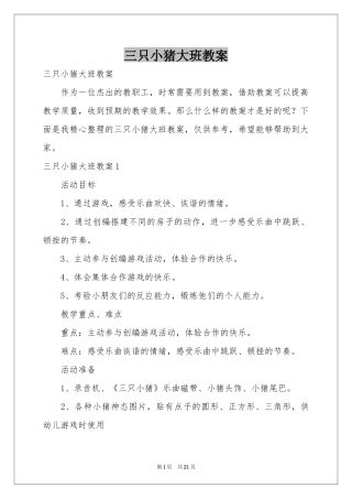 三只小猪大班教案