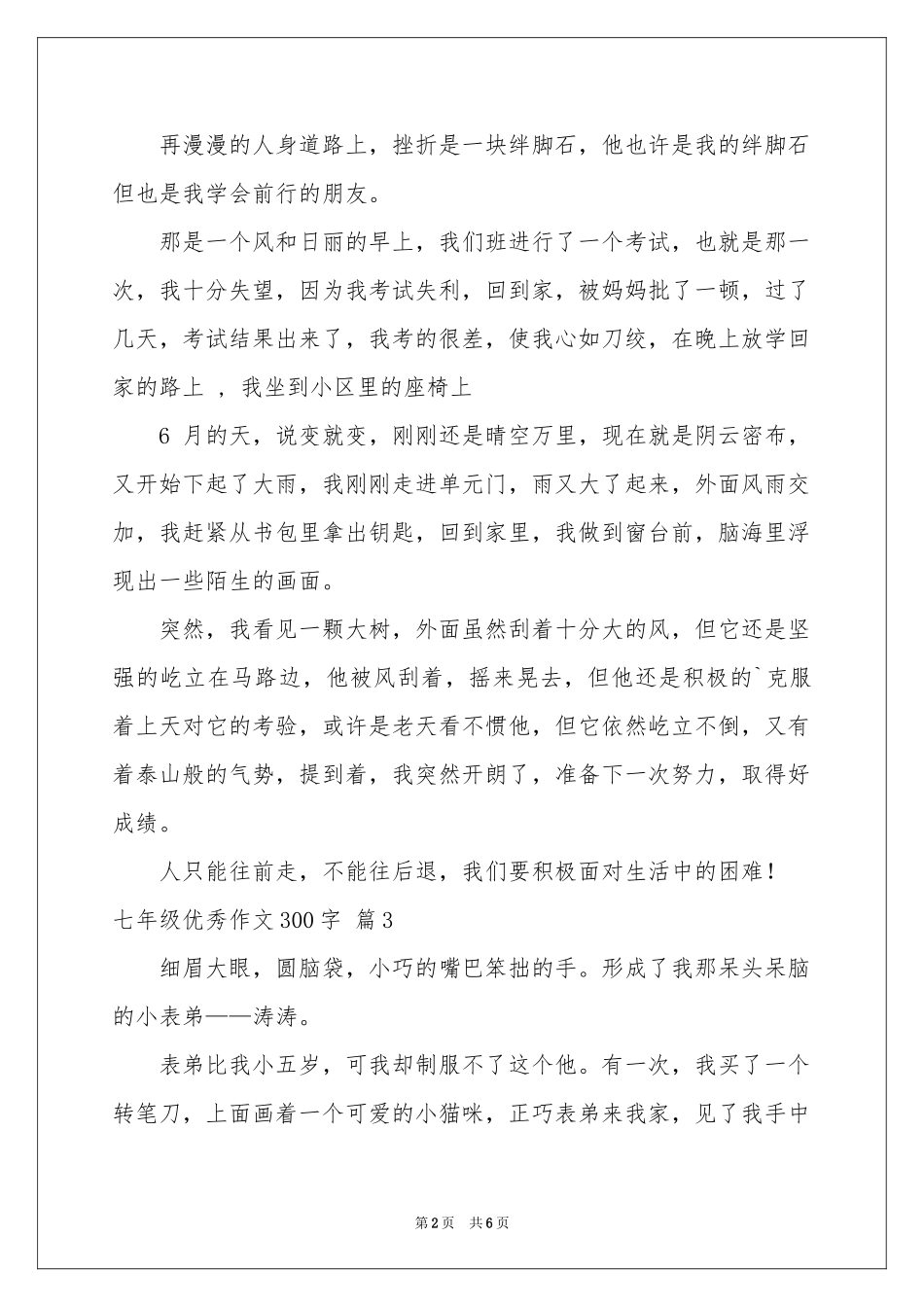 七年级优秀作文300字集锦7篇_第2页