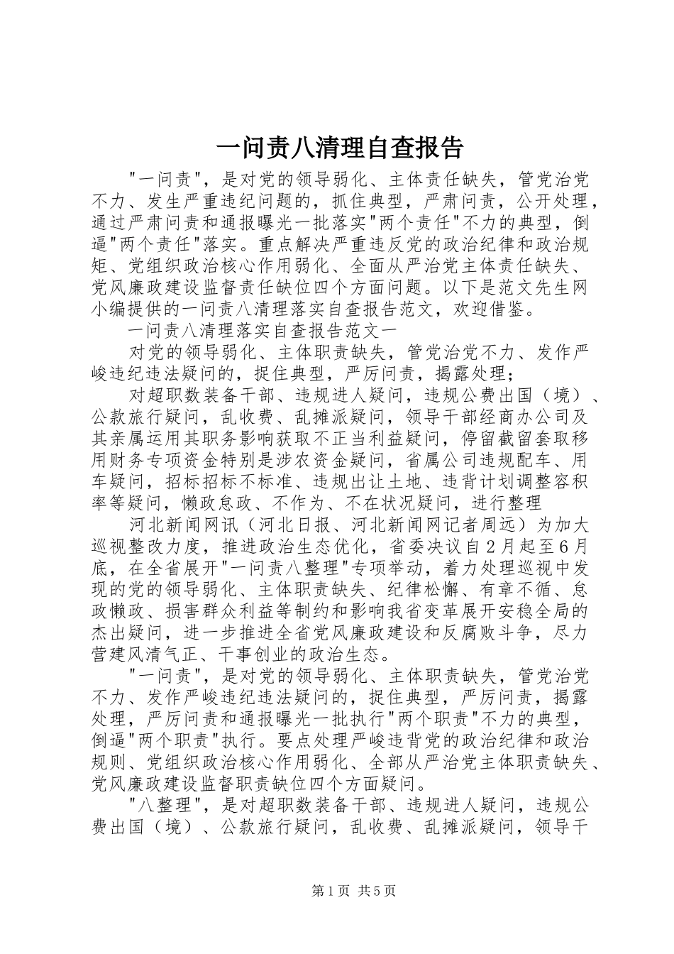 一问责八清理自查报告_第1页