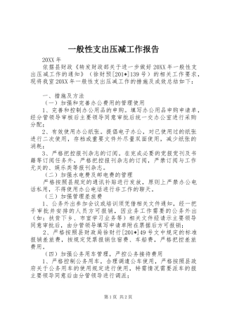 一般性支出压减工作报告