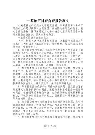 一整治五排查自查报告范文