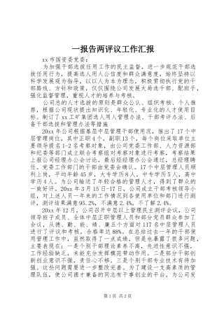 一报告两评议工作汇报