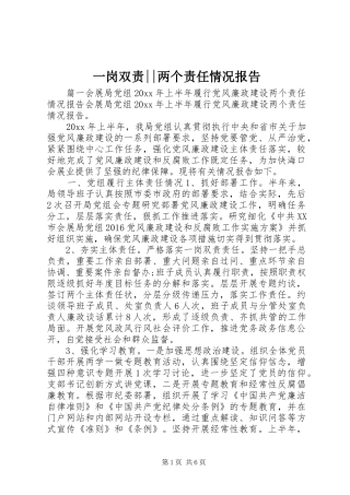 一岗双责--两个责任情况报告