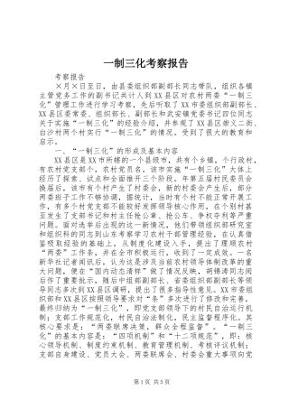 一制三化考察报告