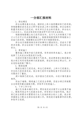 一分部汇报材料