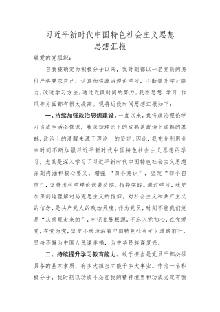 积极分子思想汇报新时代思想