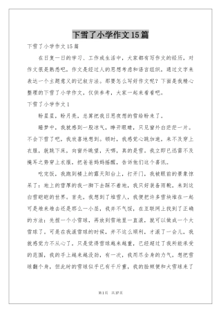 下雪了小学作文15篇