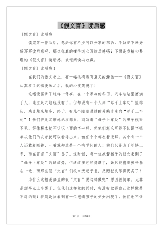 《假文盲》读后感