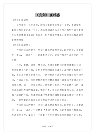 《亮剑》观后感