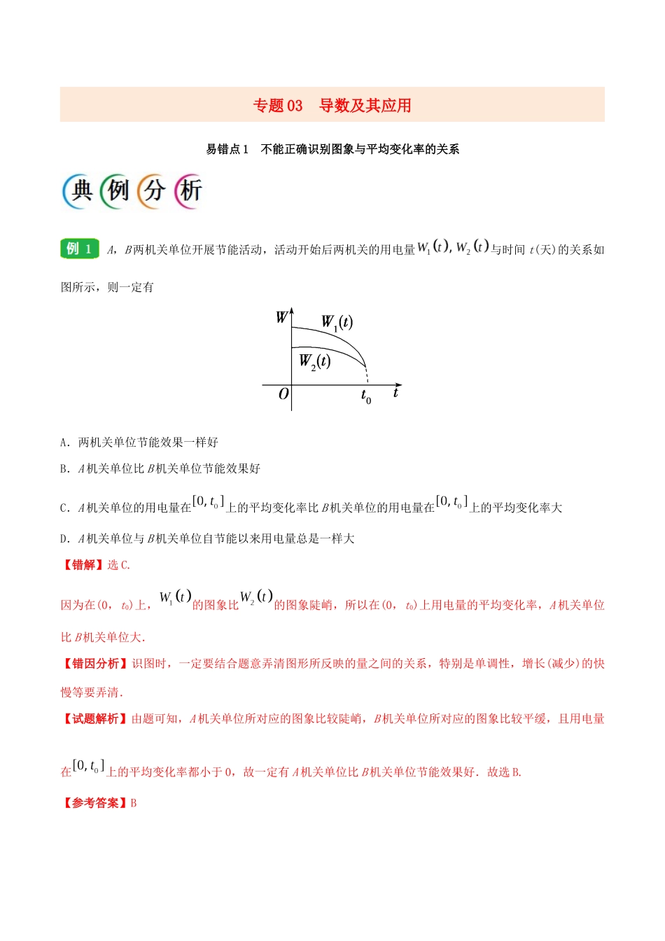 备战高考数学 纠错笔记系列 专题03 导数及其应用 文（含解析）-人教版高三全册数学试题_第1页