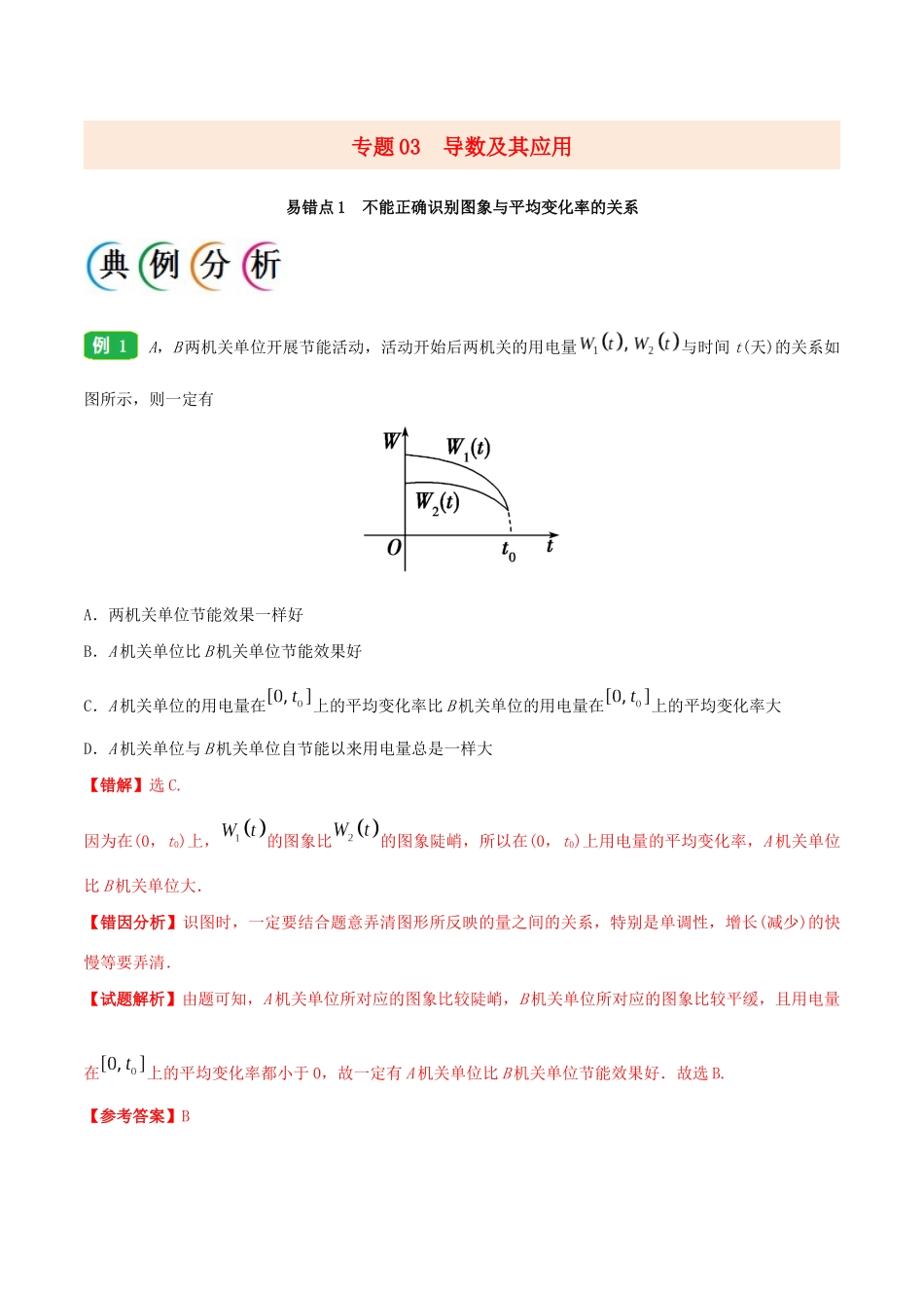 备战高考数学 纠错笔记系列 专题03 导数及其应用 理（含解析）-人教版高三全册数学试题_第1页