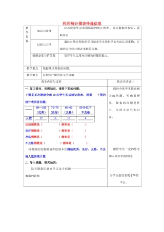 吉林省长春市双阳区八年级数学上册 第15章 数据的收集与表示 15.2 数据的表示 2 利用统计图表传递信息教案 （新版）华东师大版-（新版）华东师大版初中八年级上册数学教案