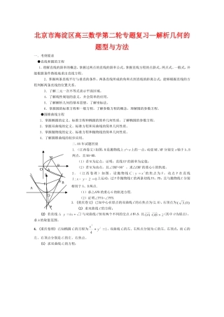 北京市海淀区高三数学第二轮专题复习—解析几何的题型与方法