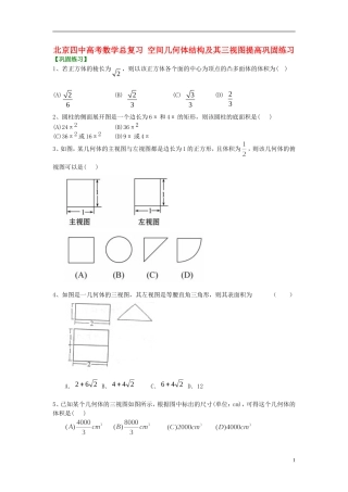 北京四中高考数学总复习 空间几何体结构及其三视图提高巩固练习