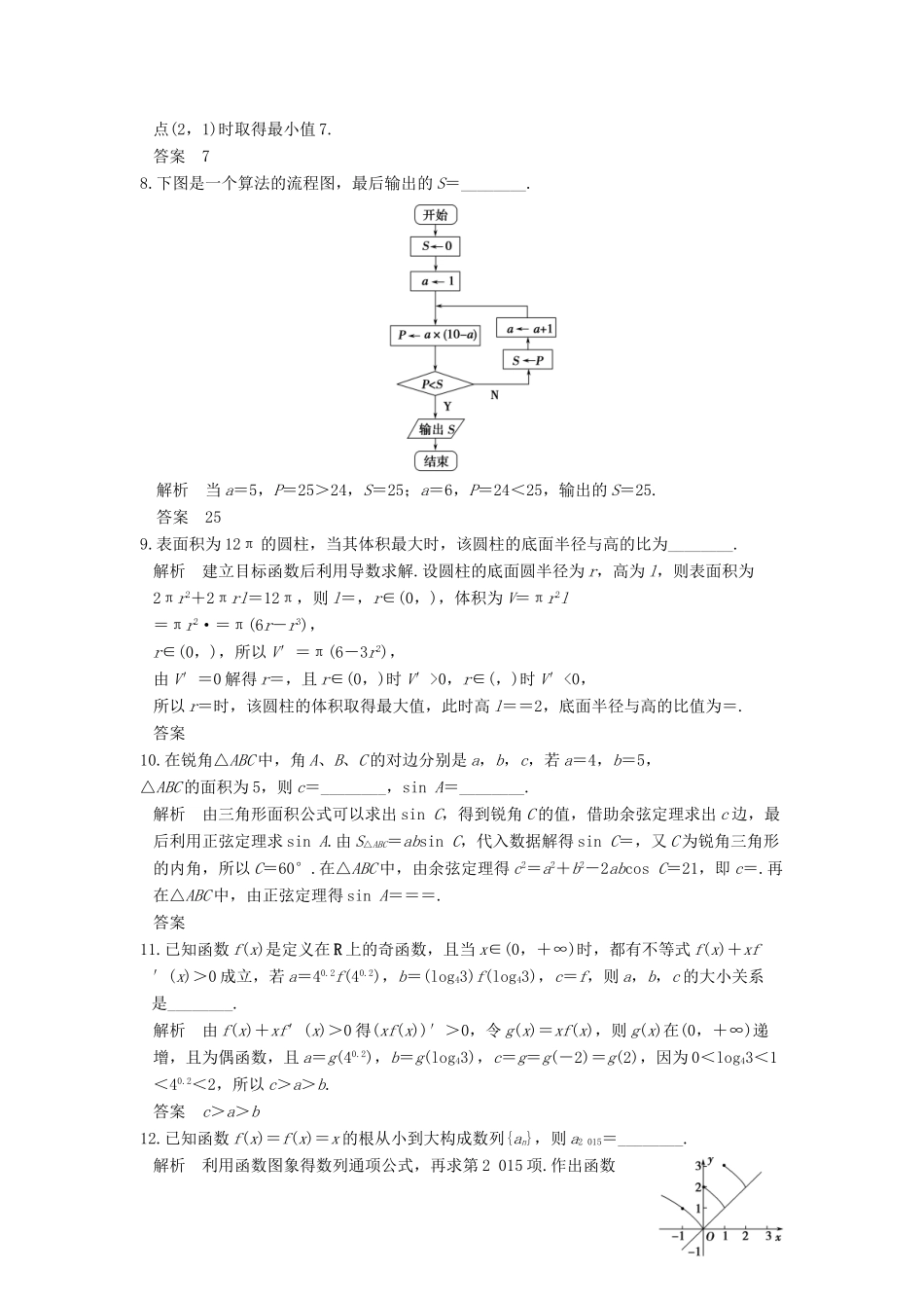 创新设计（江苏专用）高考数学二轮复习 小题限时练（十一）文-人教版高三全册数学试题_第2页