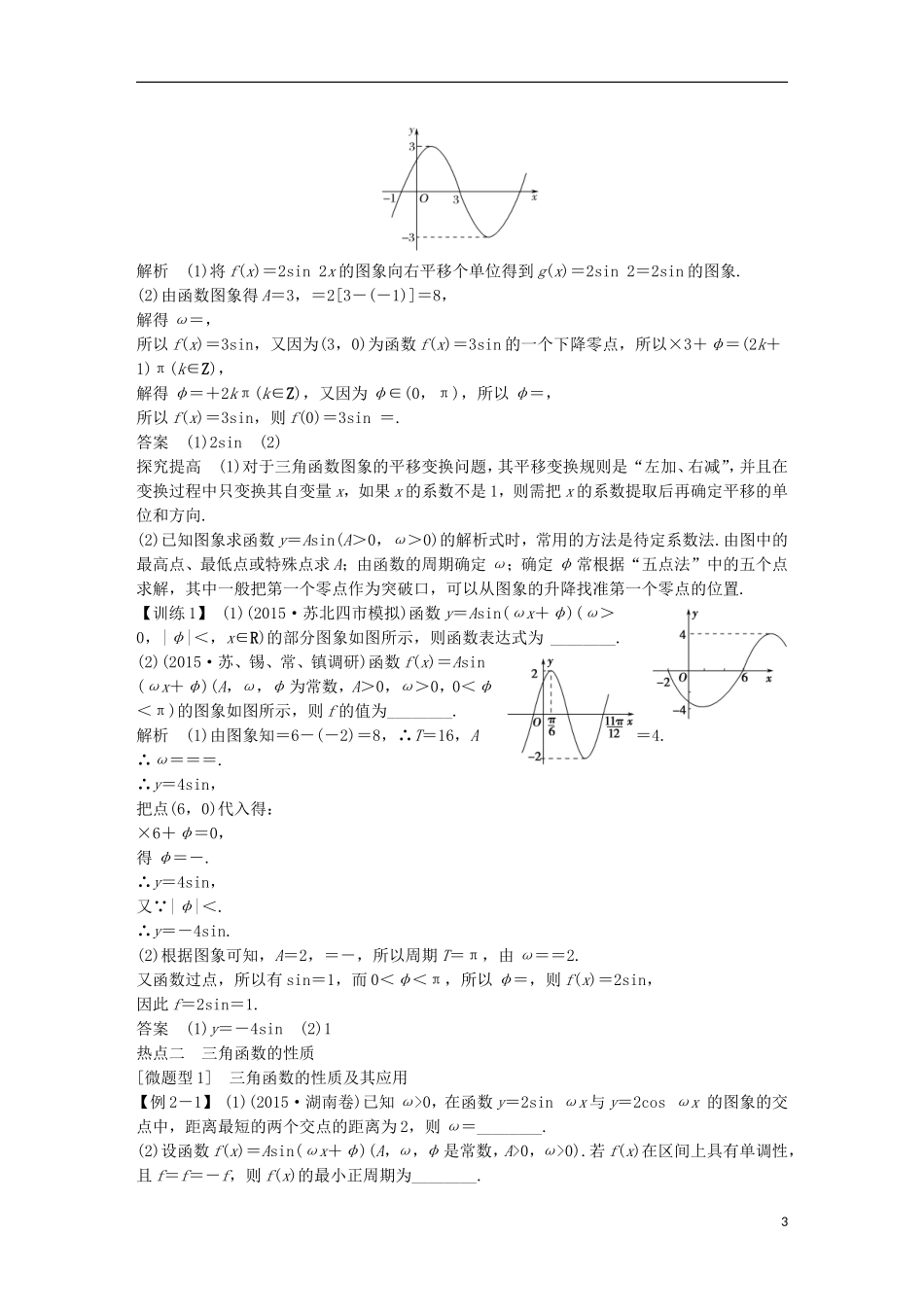 创新设计（江苏专用）高考数学二轮复习 上篇 专题整合突破 专题二 三角函数与平面向量教书用书 文-人教版高三全册数学试题_第3页