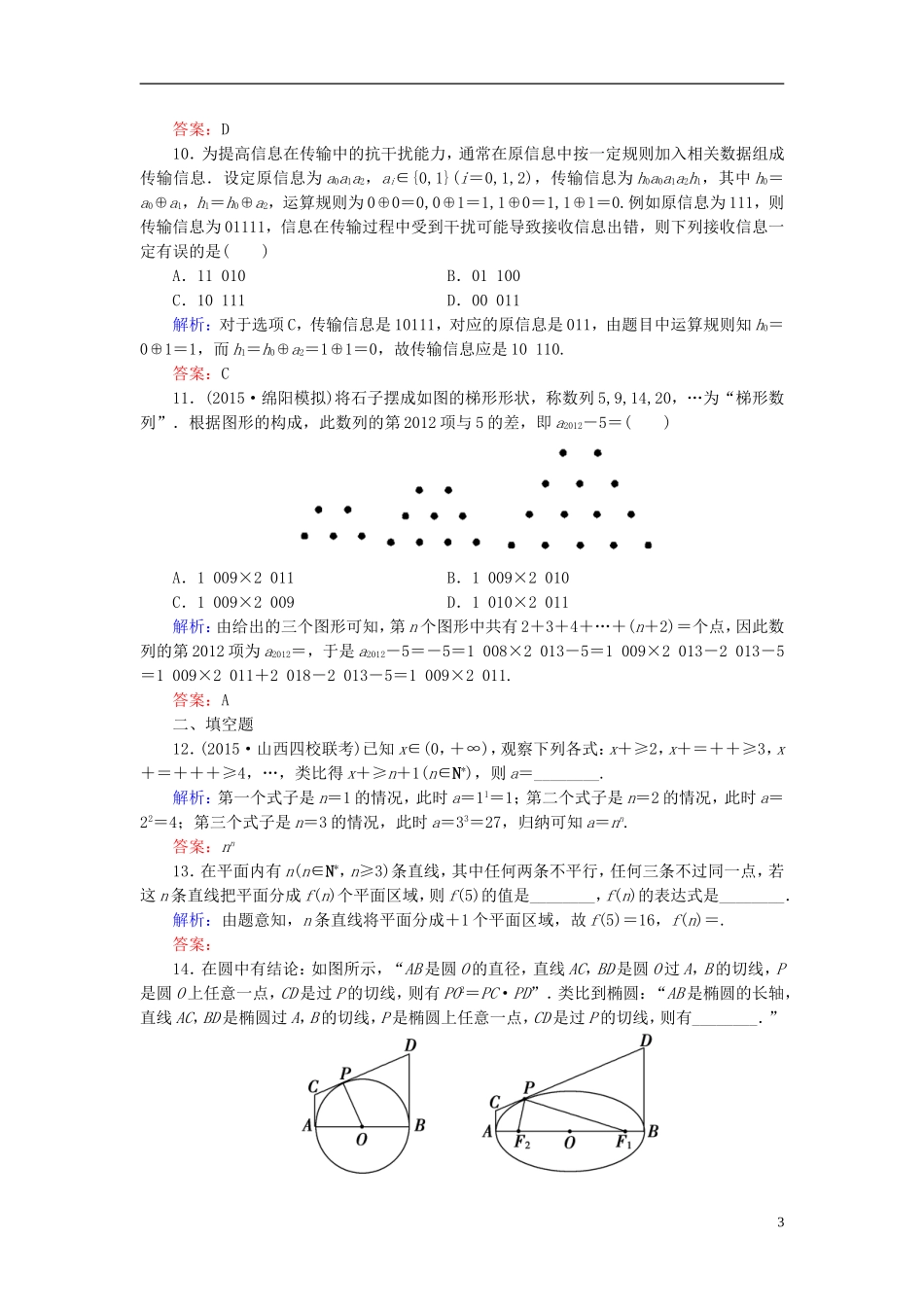 创新教程高考数学大一轮复习 第十一章 第3节 合情推理与演绎推理课时冲关 理 新人教A版-新人教A版高三全册数学试题_第3页