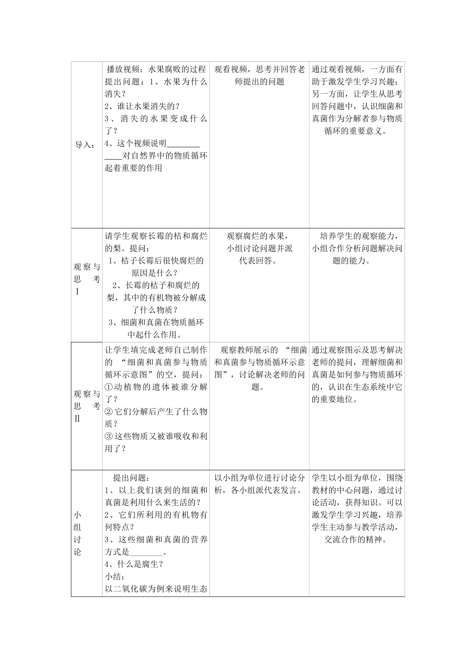 八年级生物上册 5.5.1 细菌和真菌在自然界的作用教案 新人教版_第2页
