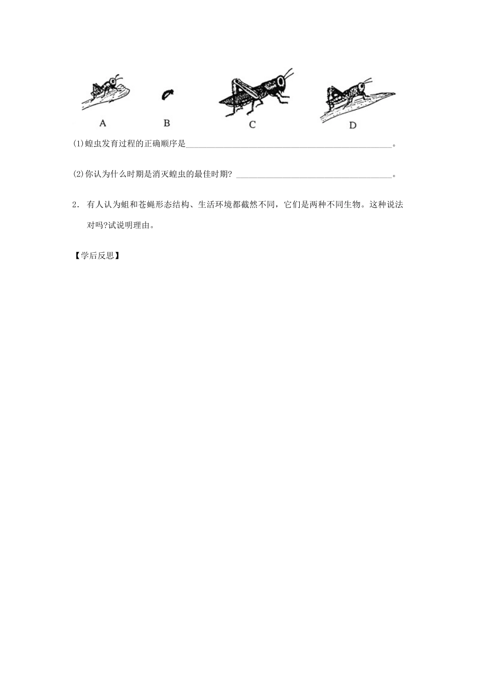 八年级生物上册 14章第三节昆虫的生殖与发育教案 苏教版_第2页