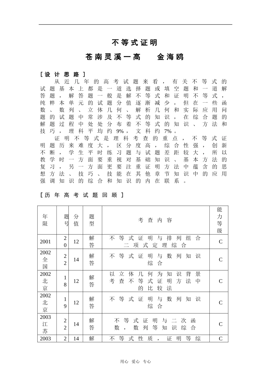不等式证明（金海鸥）_第1页