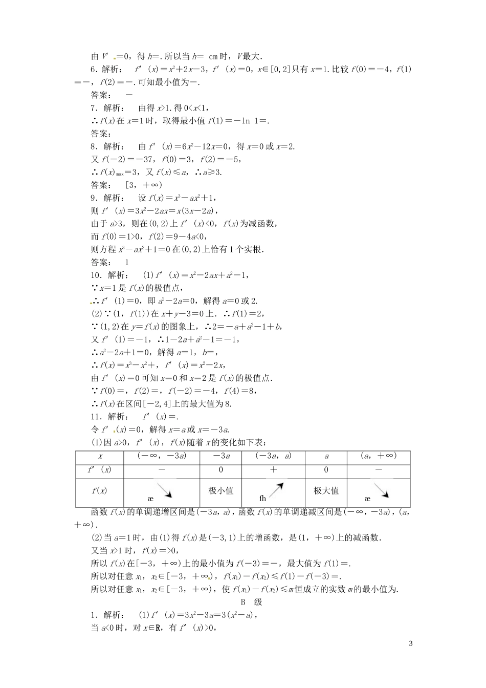 【金版新学案】高考数学总复习 课时作业15 导数与函数(二)试题 文 新人教A版_第3页