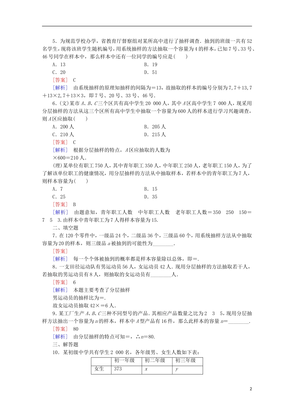 【走向高考】2016届高三数学一轮基础巩固 第10章 第1节 抽样方法（含解析）北师大版_第2页