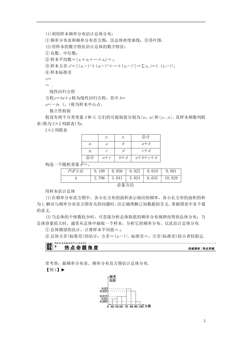 【拿高分，选好题第二波】（新课程）高中数学二轮复习精选《必考问题18 统计及其与概率的交汇问题》（命题方向把握+命题角度分析） 新人教版_第2页