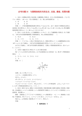 【拿高分，选好题第二波】（新课程）高中数学二轮复习精选《必考问题16 与圆锥曲线有关的定点、定值、最值、范围问题》（命题方向把握+命题角度分析） 新人教版
