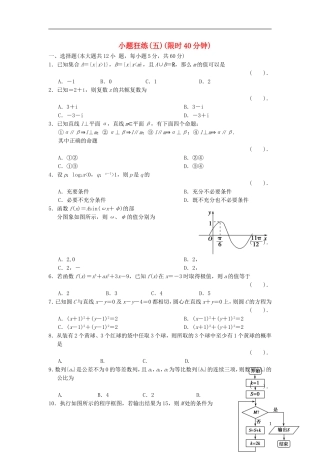 【拿高分，选好题第二波】（新课程）高中数学二轮复习 精选考前小题狂练5 新人教版