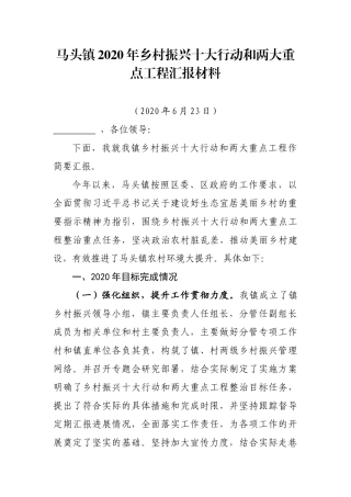 马头镇乡村振兴十大行动汇报材料(3)