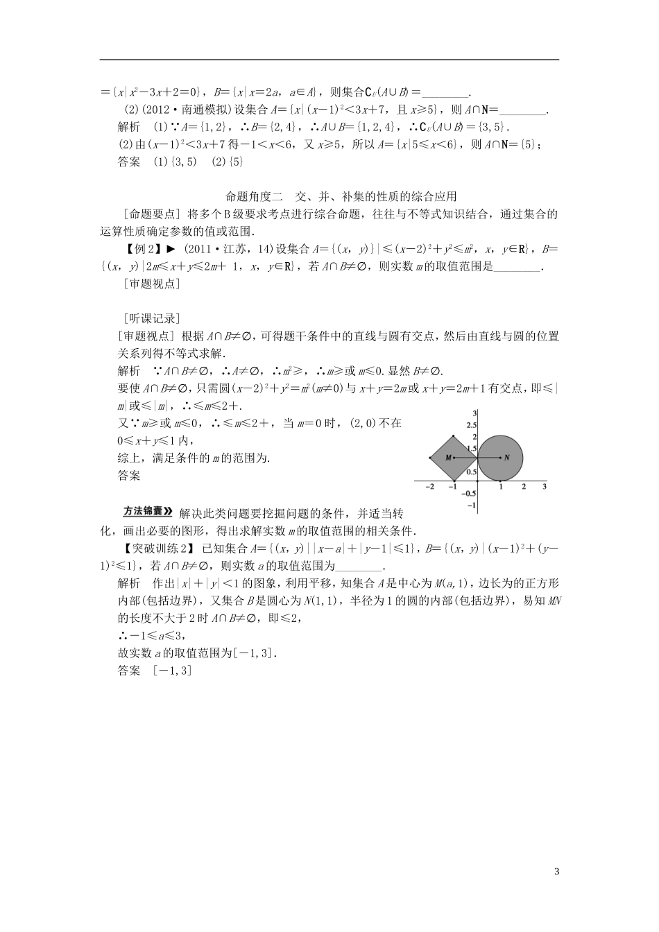 【拿高分，选好题第二波】（新课程）高中数学二轮复习 精选第一部分 25个必考问题 专项突破《必考问题14 集合与常用逻辑用语(备用)》（命题方向把握+命题角度分析，含解析） 苏教版_第3页