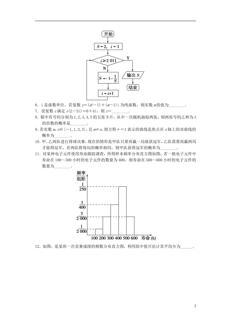 【拿高分，选好题第二波】（新课程）高中数学二轮复习 精选教材回扣保温特训8概率、统计、算法与复数 苏教版_第2页
