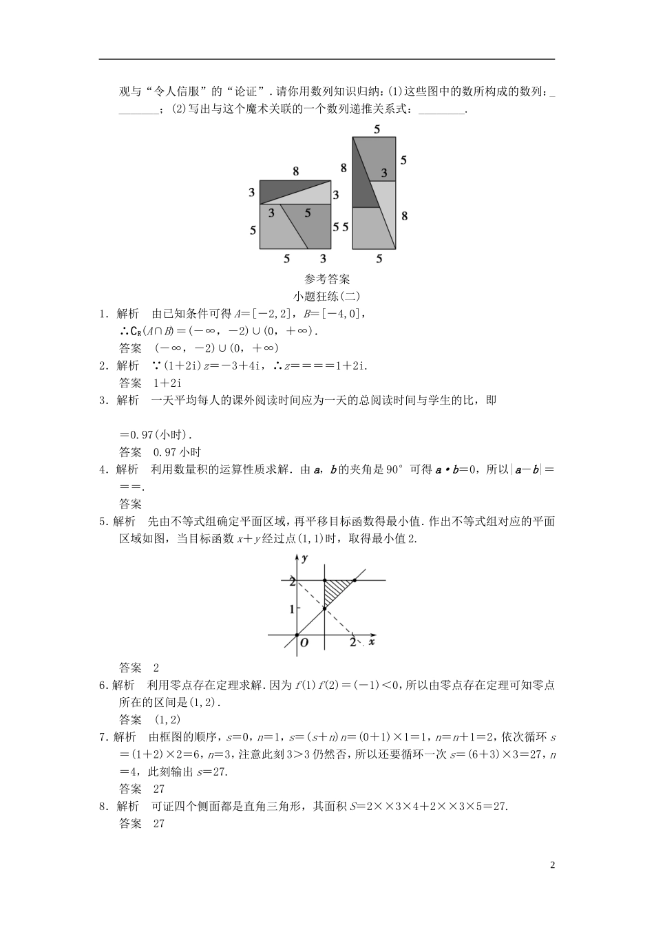 【拿高分 选好题】（新课程）高中数学二轮复习 精选考前小题狂练2 苏教版_第2页