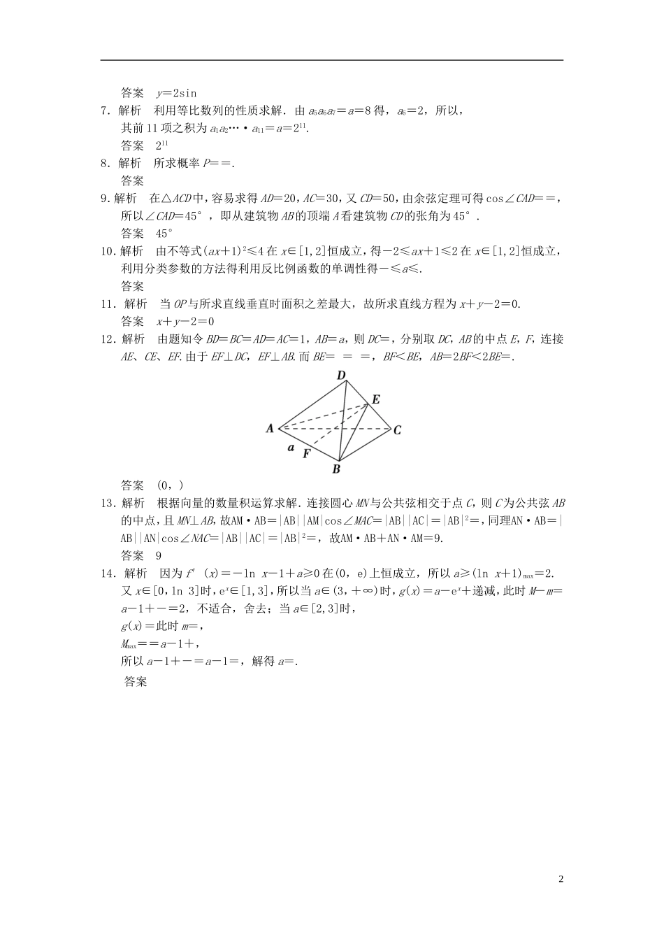 【拿高分 选好题】（新课程）高中数学二轮复习 精选考前小题狂练3 苏教版_第2页