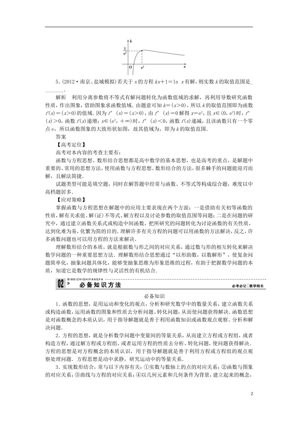 【拿高分 选好题】（新课程）高中数学二轮复习 第一部分 18个必考问题 专项突破《必考问题17 数学思想在解题中的应用(一)》热点命题 苏教版_第2页