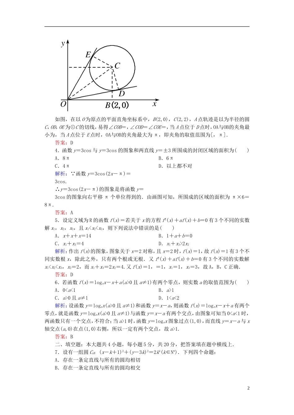 【名师一号】高三数学二轮复习 3-25数形结合思想同步练习 理 人教版_第2页
