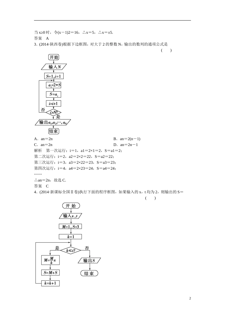 【创新设计】2016高考数学一轮复习 13-4 算法与程序框图课时作业 新人教A版 _第2页
