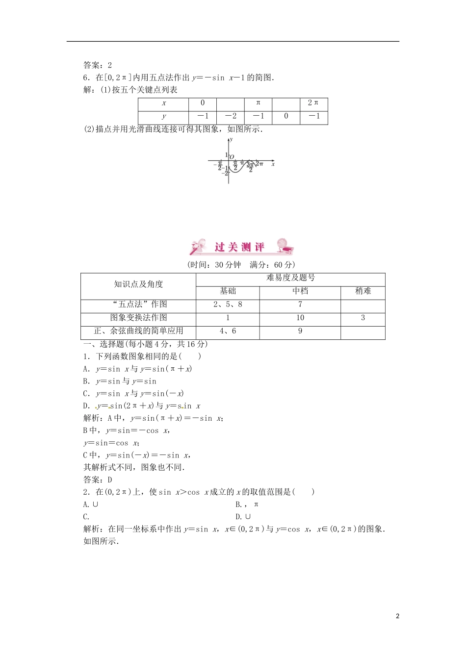 【优化指导】高中数学 1-4-1课时演练（含解析）新人教版必修4_第2页
