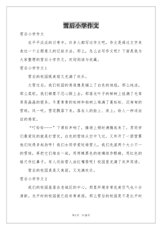 雪后小学作文