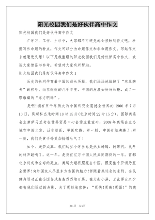 阳光校园我们是好伙伴高中作文