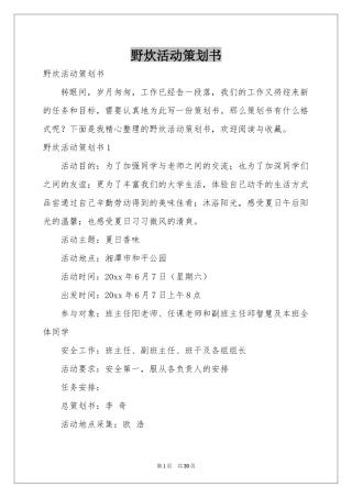 野炊活动策划书