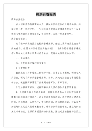 药房自查报告