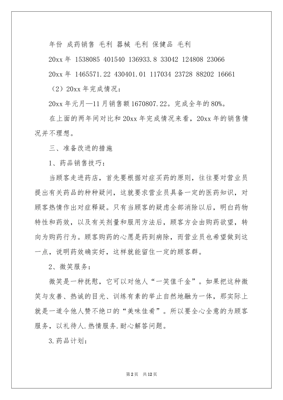 药品销售年终参考总结合集5篇_第2页