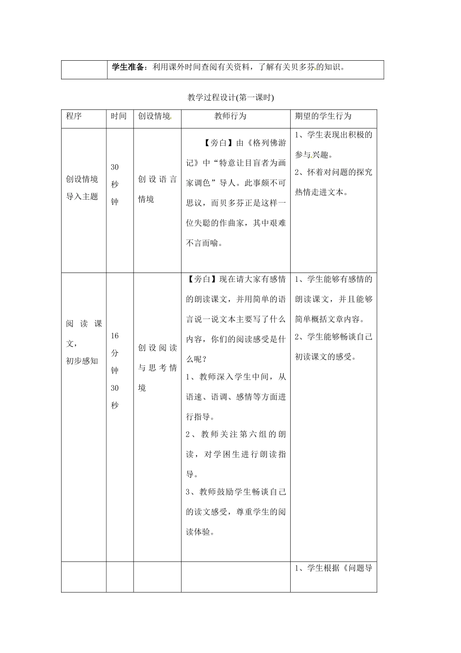 陕西省陇县东风中学七年级语文下册 13 音乐巨人贝多芬教学设计 新人教版教材_第2页