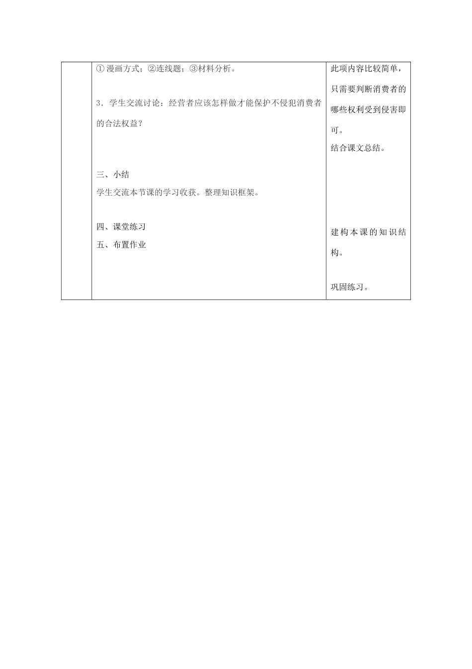 陕西省石泉县八年级道德与法治上册 第五单元 拥有合法财产 保护消费权益 第10课 做个聪明的消费者 第1框 消费者依法享有的权益教学设计 鲁人版教材六三制-鲁人版教材初中八年级上册政治教学设计_第3页