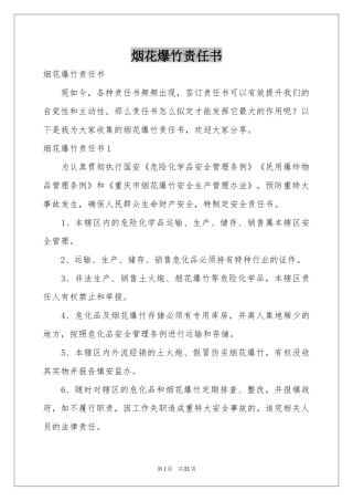 烟花爆竹责任书