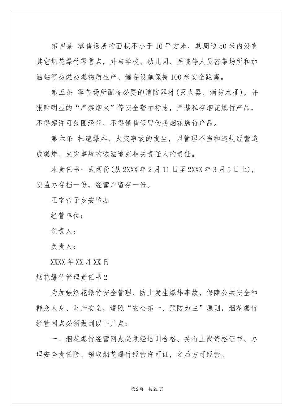 烟花爆竹管理责任书_第2页