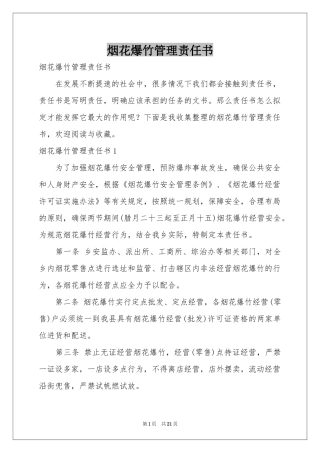 烟花爆竹管理责任书